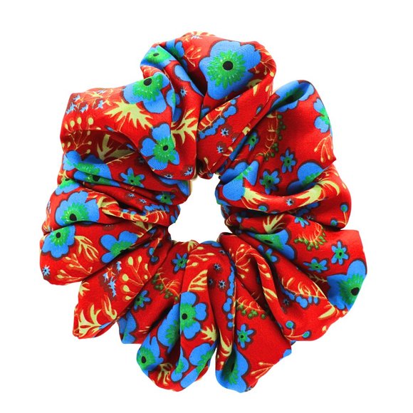 Large Hair Scrunchie Bohemian Floral Print Scrunchie - Picture 3 of 3